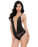 Tease Shelia Teddy w/Plunging Neckline & Lace Panty Black L/X