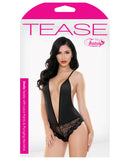 Tease Shelia Teddy w/Plunging Neckline & Lace Panty Black M/L