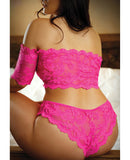 Vixen Hypnotized Lace Crop & Panty Ultra Pink QN