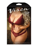 Vixen Good 4 You Lace Triangle Bralette & Panty Burgundy QN