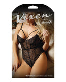Vixen Chevron Lace Teddy Black L/XL