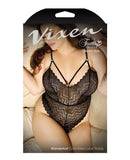 Vixen Chevron Lace Teddy Black QN