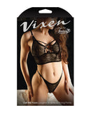 Vixen Call Me Yours Lace Bralette w/Grommet Detail & Panty Black L/XL