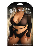 Vixen No Regrets Mesh Long Sleeve Wrap Top & Thong Black QN