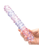 Glas 9" Purple Rose Nubby Glass Dildo - Purple/Pink