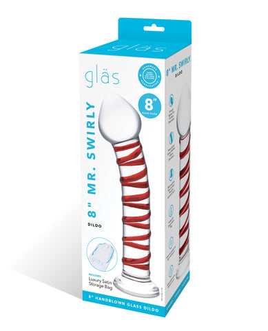 Glas 8" Mr. Swirly Glass Dildo - Red