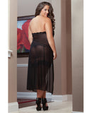 Sheer Dress w/Double Waist Straps & Garter Around Thigh - Black