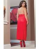 Sheer Dress w/Double Waist Straps & Garter Around Thigh - Red