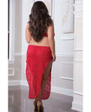 Shoulder Baring Laced Night Dress Red QN