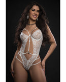 Floral Sheer Plunge Teddy Lavish White O/S