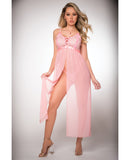 Pinklicious Empire Waist, Lace & Sheer Dress & Panty Baby Pink O/S