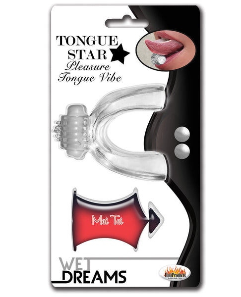 Wet Dreams Tongue Star Vibe w/10 ml Liquor Lube Pillow - Clear