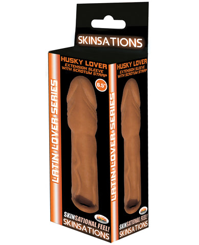 Skinsations Latin Lover 6.5" Husky Extension Sleeve w/Scrotum Strap