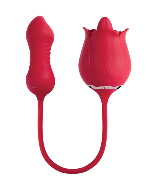 Fiona Plus Rose Clit Licking Stimulator & Thrusting Egg - Red