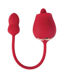 Fuscia Rose Clit Licking Stimulator & Vibrating Egg - Red