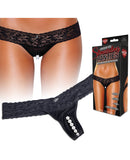 Hustler Stimulating Panties w/Pearl Pleasure Beads - Black