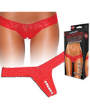 Hustler Stimulating Panties w/Pearl Pleasure Beads - Red