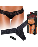 Hustler Vibrating Panties w/Hidden Vibe Pocket & Bullet - Black