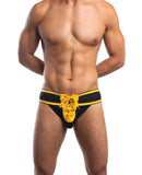 Jack Adams Footballer Lace Up Jockstrap 3" Waistband & Front Lacing - Black/Yellow