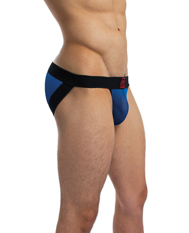 Jack Adams Power Jock Lifter Brief w/Jock Strap Comfort & Stability - Black/Royal
