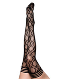 Kix'ies Mimi Dot Fishnet Polka Dot Thigh High - Black