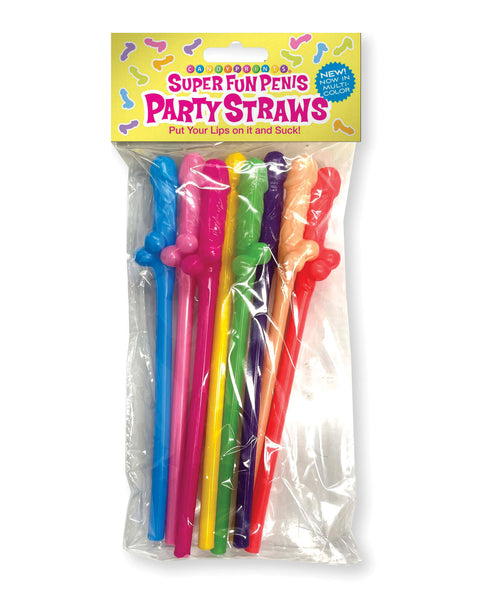 Super Fun Penis Multicolor Party Straws - Pack of 8