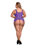 Sheer Mesh Merry Widow & Crotchless G-String Purple QN