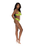 Strap-Tease Bra & Crotchless Panty Neon Yellow S/M