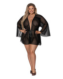 Modern Romance Flowing Short Robe Black 2X