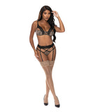 Purrfect Balconette Bra & Garter Panty  Animal/Black S/M