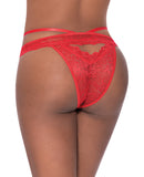 Ooh La Lace Peek-a-Boo Cheeky Panty Red L/XL