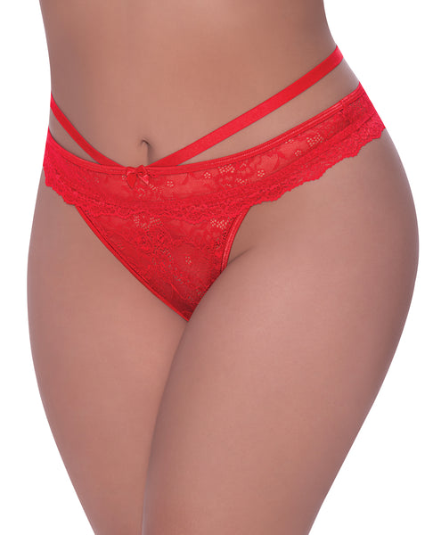 Ooh La Lace Peek-a-Boo Cheeky Panty Red QN