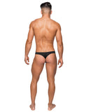 Seamless Sleek Thong w/Sheer Pouch Black S/M