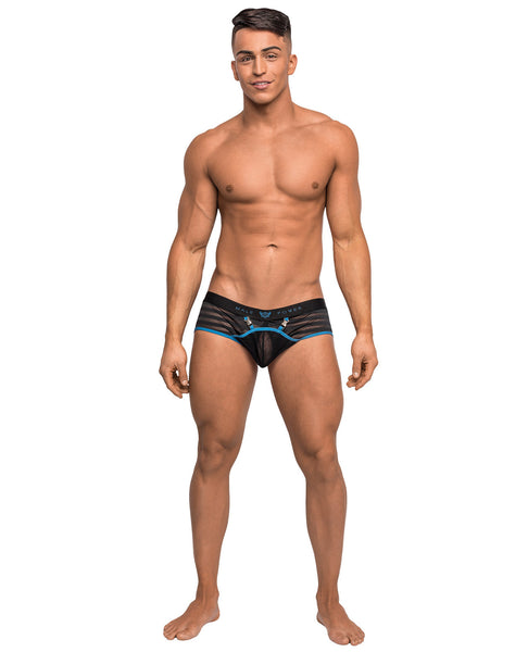 Clip Tease Unique Mesh Pouch Mini Short Blk/Blu MD