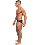 Strapped & Bound Foil Print Strappy Jock Blk/Blu L/XL