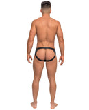 Strapped & Bound Foil Print Strappy Jock Blk/Blu L/XL