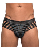 Strapped & Bound Foil Print Strappy Jock Blk/Blu L/XL