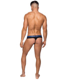Pocket Pouch Cotton Spandex Thong w/Cavity Black S/M