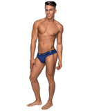 Pocket Pouch Cotton Spandex Thong w/Cavity Blue L/XL