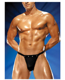 Male power rip off thong w/studs black