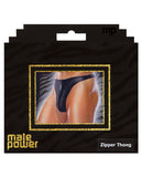 Male power zipper thong black