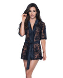 Lace Robe w/Matching G-String Black SM
