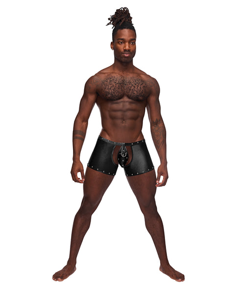 Fetish Poseidon Nylon Spandex Tear Off Cup Thong Short Black L/LX