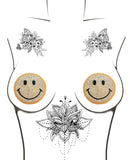 Burlesque Smile Face Jewel Reusable Silicone Nipztix - Gold O/S