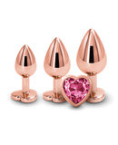 Rear Assets Pink Heart Gem Anal Trainer Kit - Rose Gold