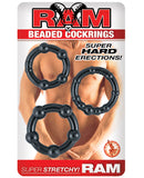 Ram Beaded Cockrings - Black Pack of 3