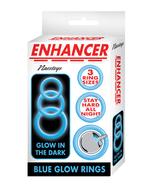 Enhancer Silicone Cockrings - Glow in the Dark Blue