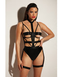 FETISH Lethal Underwire Peek A Boo Vinyl Teddy w/Choker Black LG