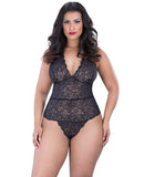 Halter Lace Teddy w/Snap Crotch Black QN