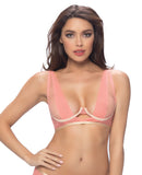 Unlined Wavy Mesh Bra w/Folded Mesh Neckline Hibiscus/Nude SM